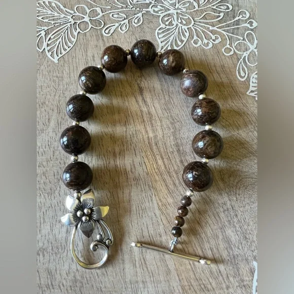 Silpada Designs Bronzite Sterling Silver Bead Bracelet - Picture 3 of 4